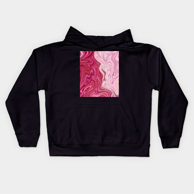 Raspberry Cream Pink Marble Effect Swirl Abstract Art Kids Hoodie by CeeGunn